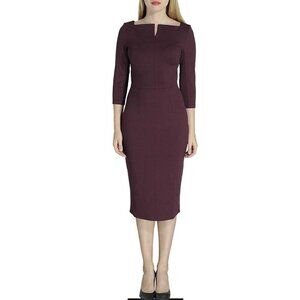 Mary Crafts Midi Pencil Dress 12 Burgundy Stretch Career Church Washable